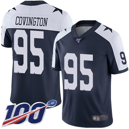 Men Dallas Cowboys Limited Navy Blue Christian Covington Alternate 95 100th Season Vapor Untouchable Throwback NFL Jersey
